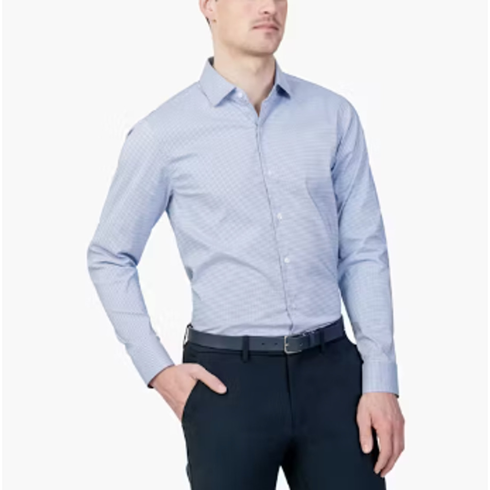 NWT Ministry Of Supply Men's Aero Slim Fit Button Down Shirt Blue Grid Size XXL